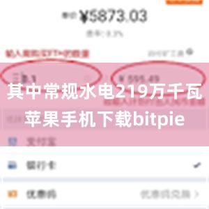 其中常规水电219万千瓦苹果手机下载bitpie